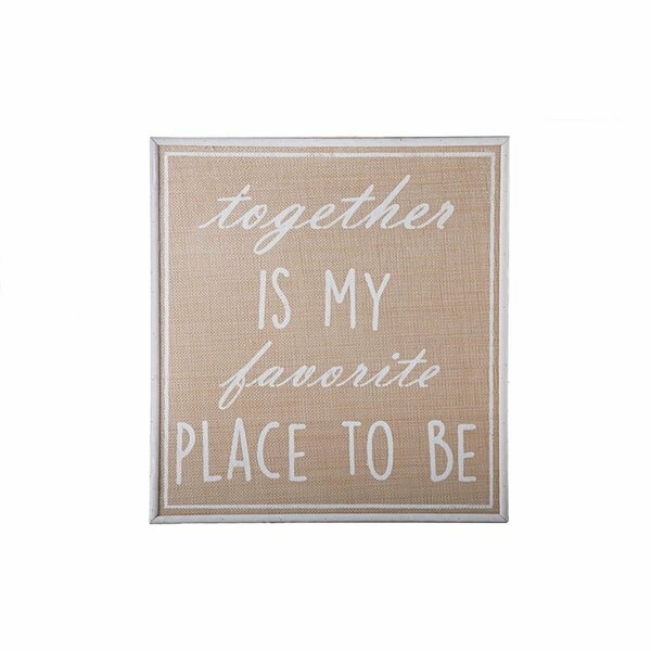 Urban Trends Collection Wood Rectangle Wall Art with Place to be Writing on Weave Surface, Natural Brown 53352